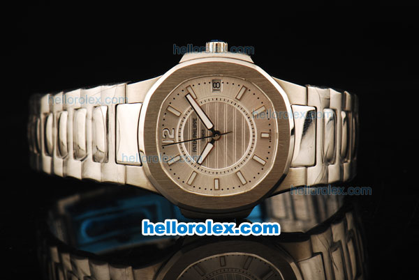 Patek Philippe Nautilus Swiss Quartz Movement Full Steel with Silver Dial and White Markers - Click Image to Close